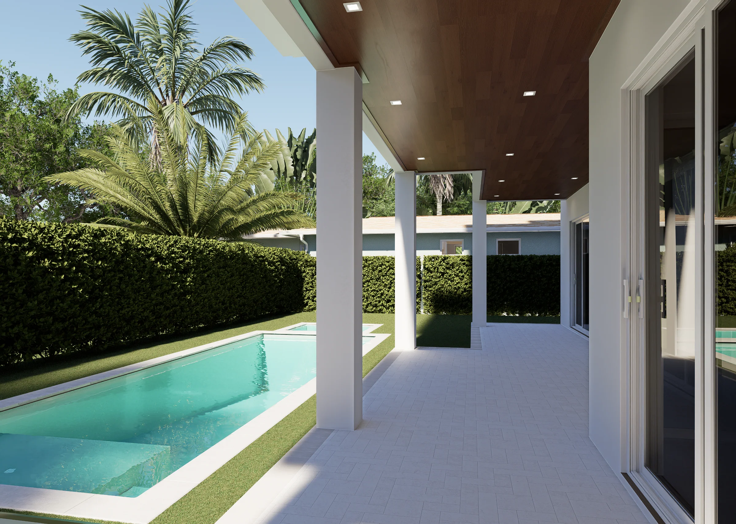 300 Macy Street, loggia and pool